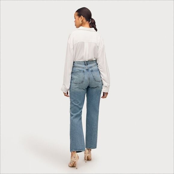 Sam Edelman YARO High Rise 90's Pinched Waist Jeans Distressed Denim Size 31 - Picture 3 of 11